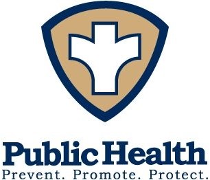 A tan and dark blue Public Health logo is displayed with the words, 